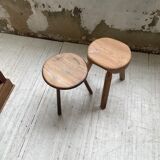 French tripod oak stool 50