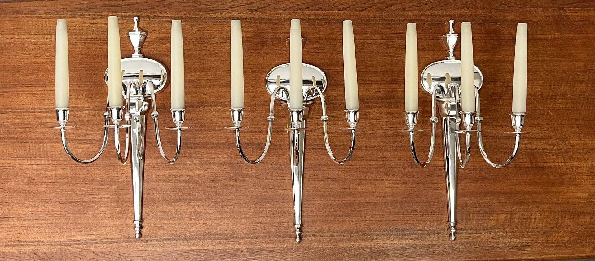 Vintage Italian neoclassical wall sconces in Hollywood Regency style, set of 3.