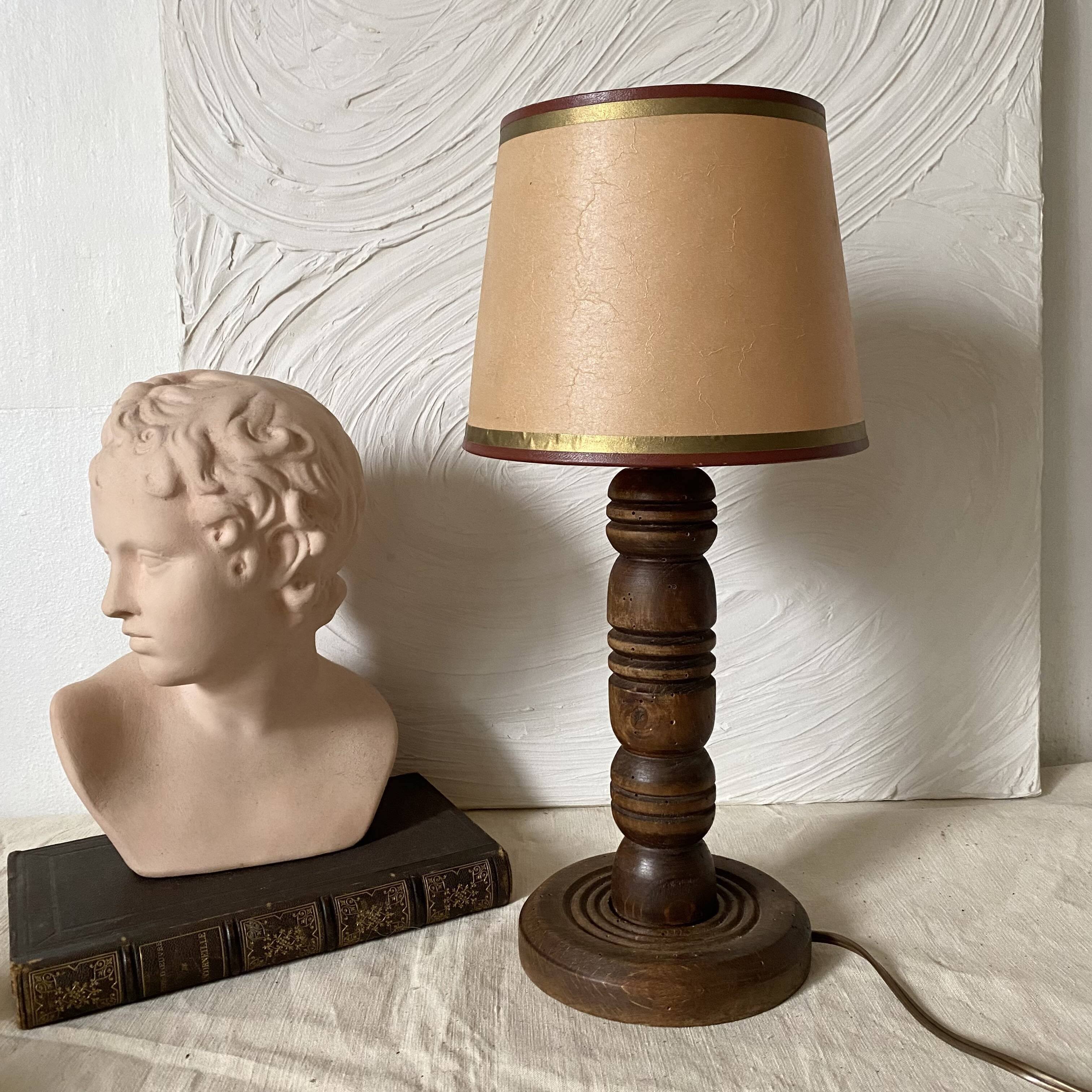 Turned wooden floor lamp, 1930s-1940s.