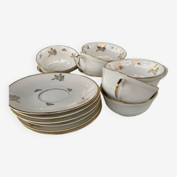 Porcelain tea set with gold patterns