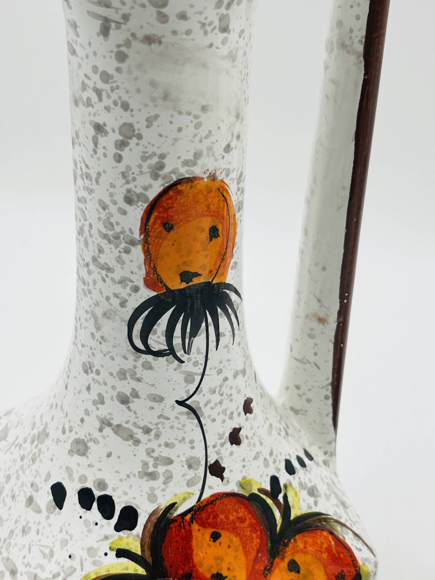 Pair of vintage hand-painted Italian floral vases