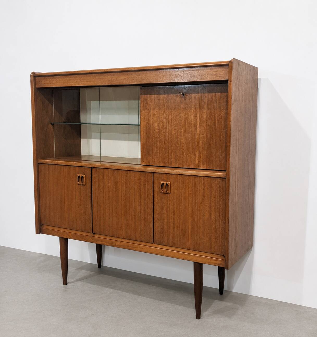 Vintage Scandinavian highboard in teak, 1960s.