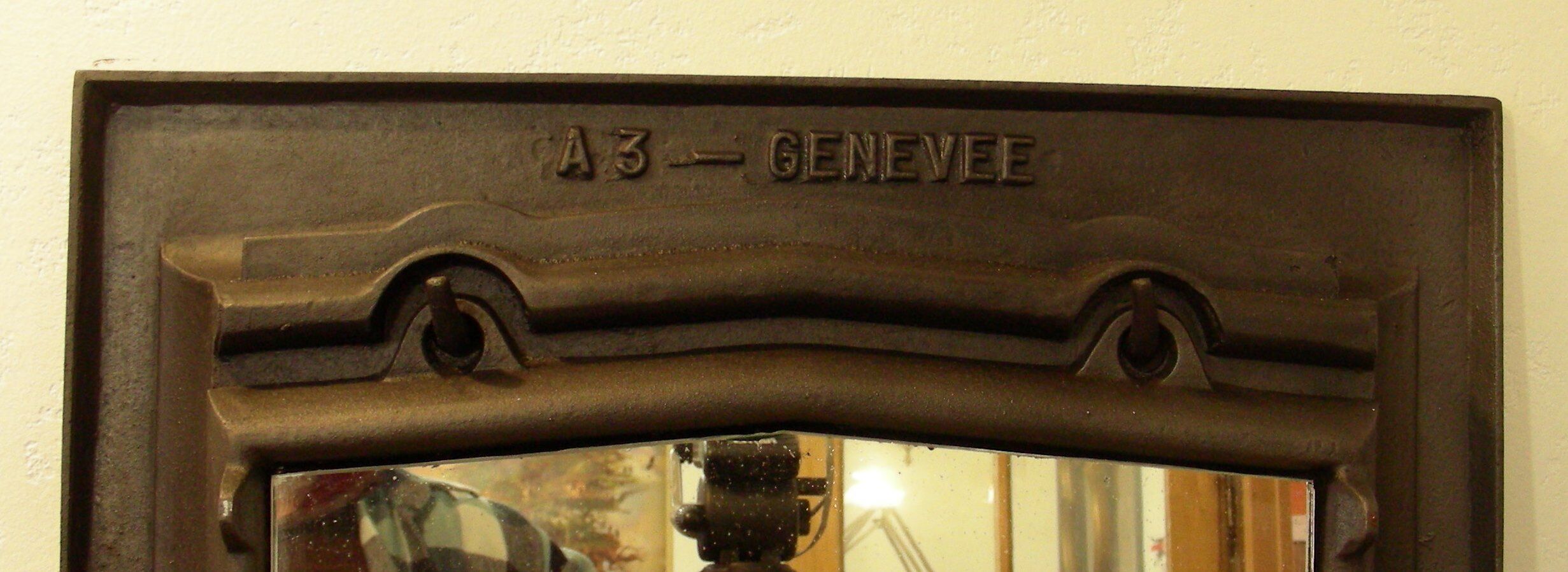 Former industrial cast iron mirror, 50x71cm