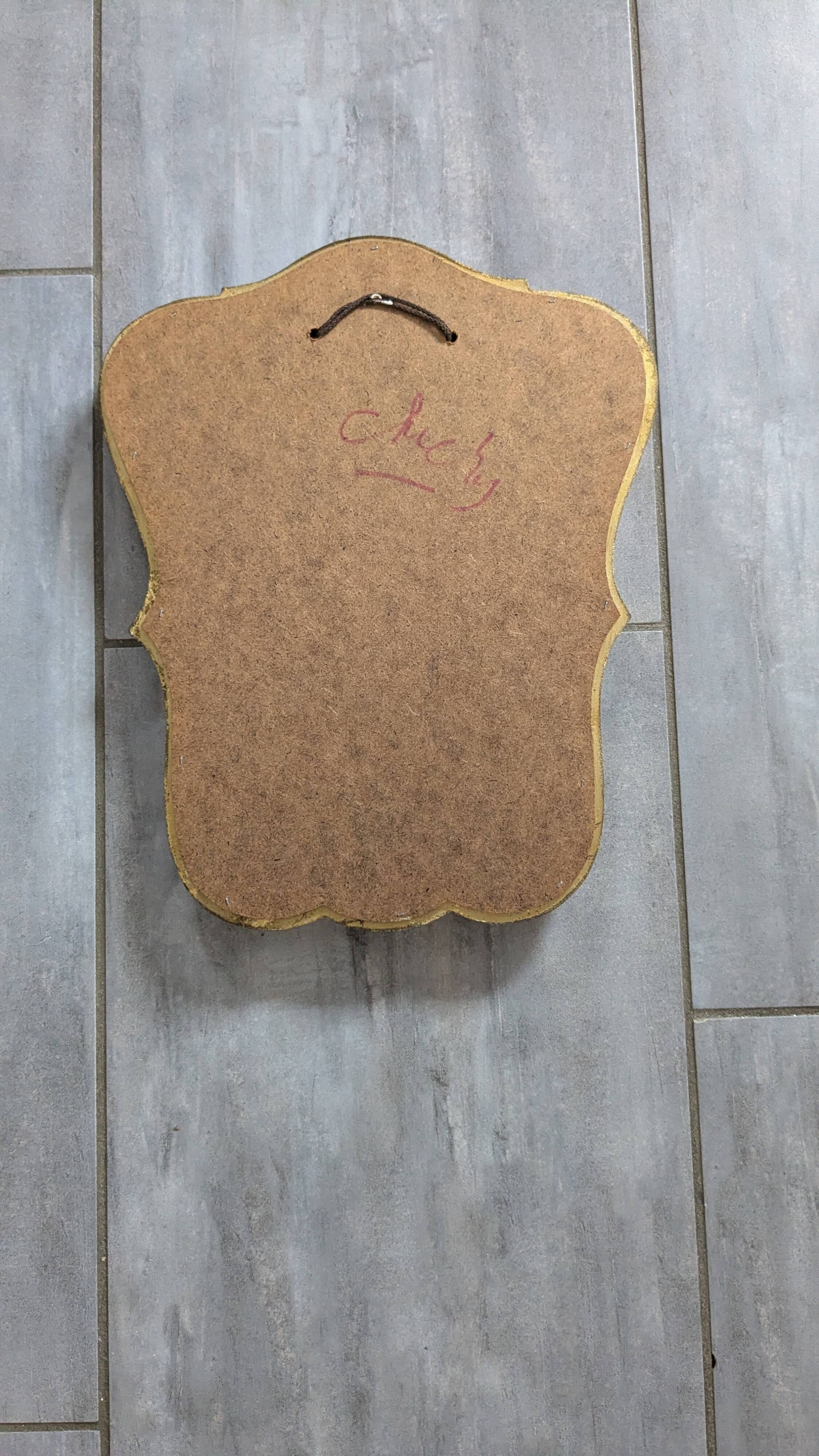 Baroque style gilded mirror – antique patina – 37 x 30 cm