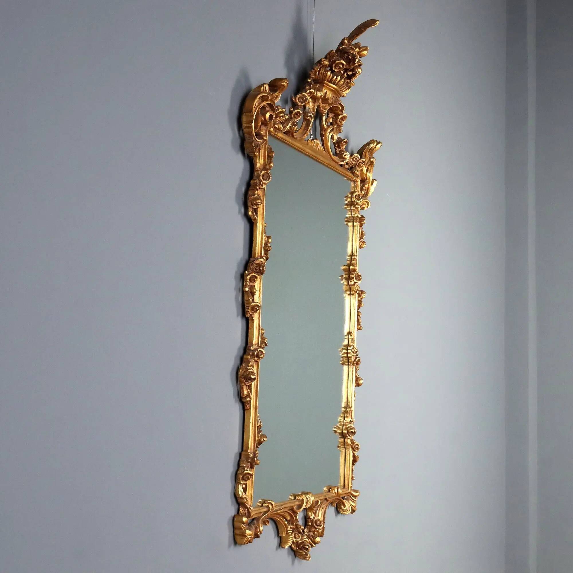 Antique carved and gilded wooden mirror, Italy, 20th century