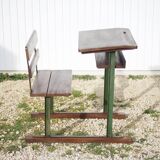 Vintage desk, wooden and metal children's desk, school desk