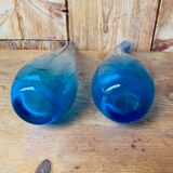 Duo of blue glass soliflore in the 70s