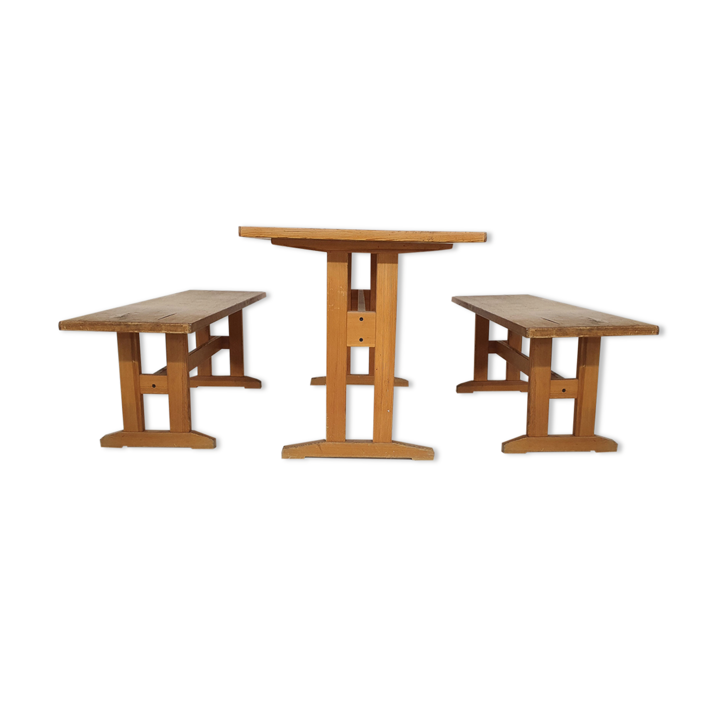 Ensemble de repas en placage de pin moderne scandinave, années 1970