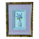 Composition of a watercolor bouquet of lilacs in a handmade clay pot