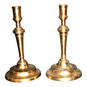 Lot de 2 bougeoirs anciens - bronze