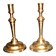 Set of 2 antique hand-chiselled gilded bronze candlesticks – Pair of 18th-century candle holders.