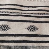 Kilim carpet white and black Berber motifs