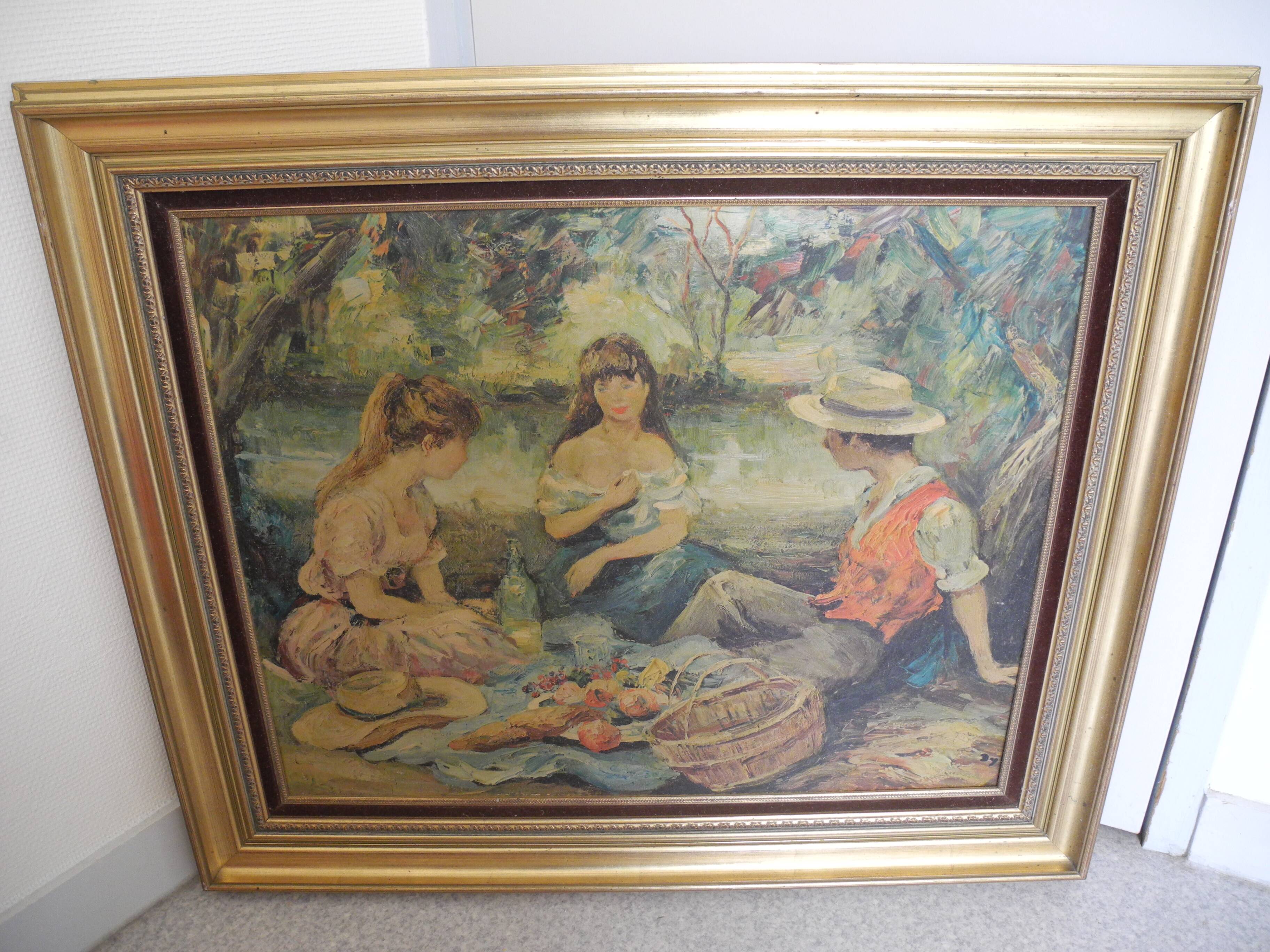 old painting reproduction Marcel Dyf vintage deco repro painting 1960