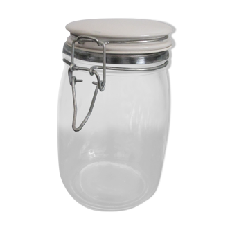 Old glass jar with ceramic lid