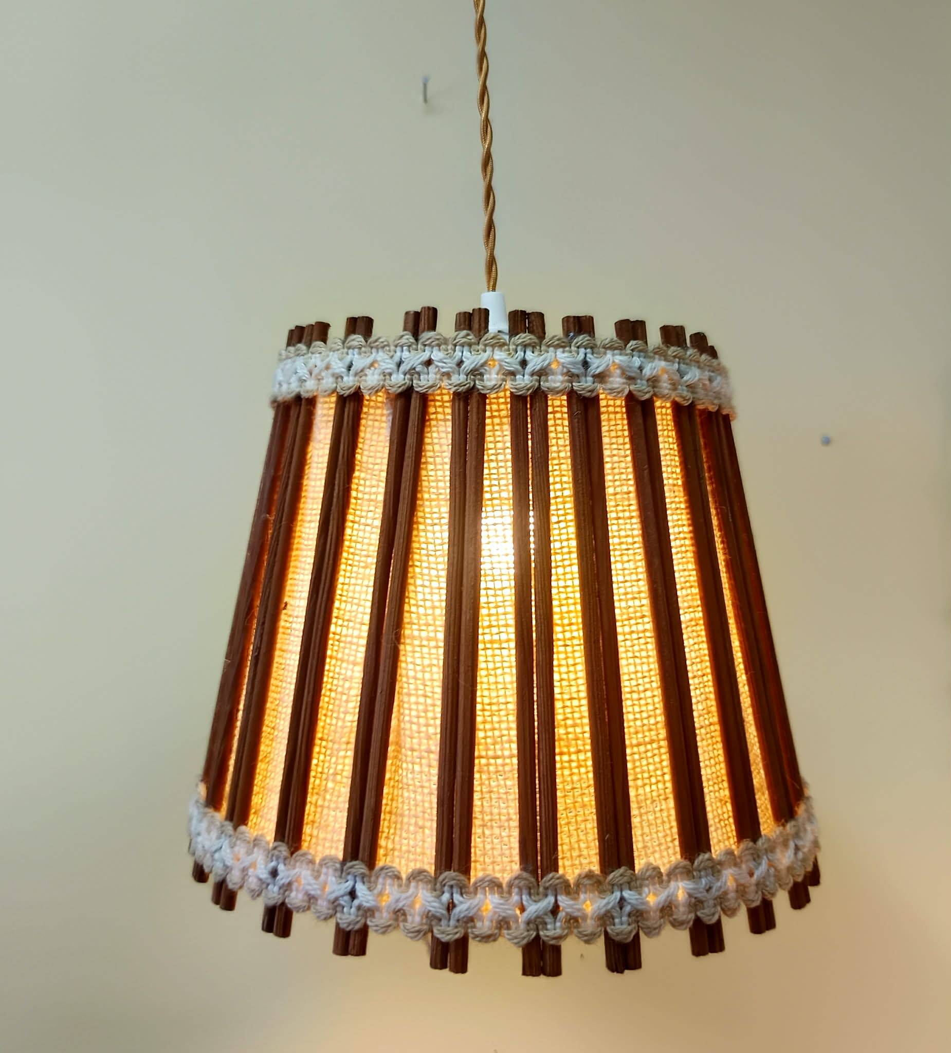 Scandinavian rattan and jute fabric suspension 1970