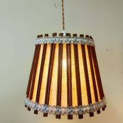 Suspension scandinave rotin et toile de jute 1970