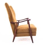 Yellow vintage armchair in bouclé fabric, Denmark, 1960s. After restoration.