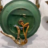 Pair of modernist bronze sconces & vintage crystal balls