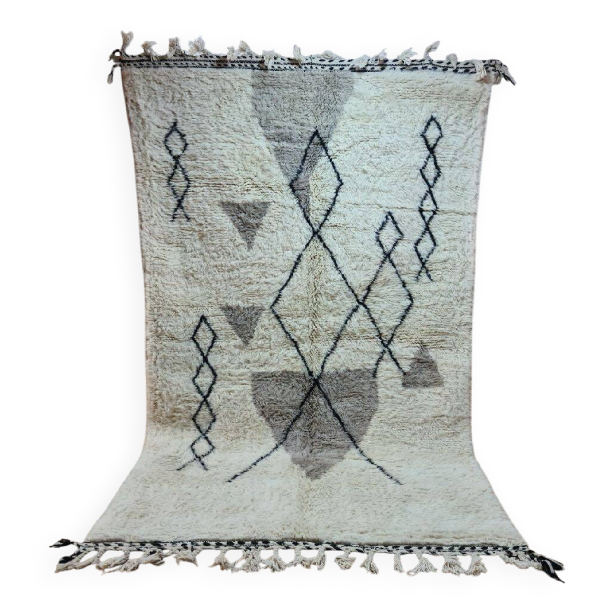 Berber Rug 250x150 cm - Black and Grey Geometric Patterns