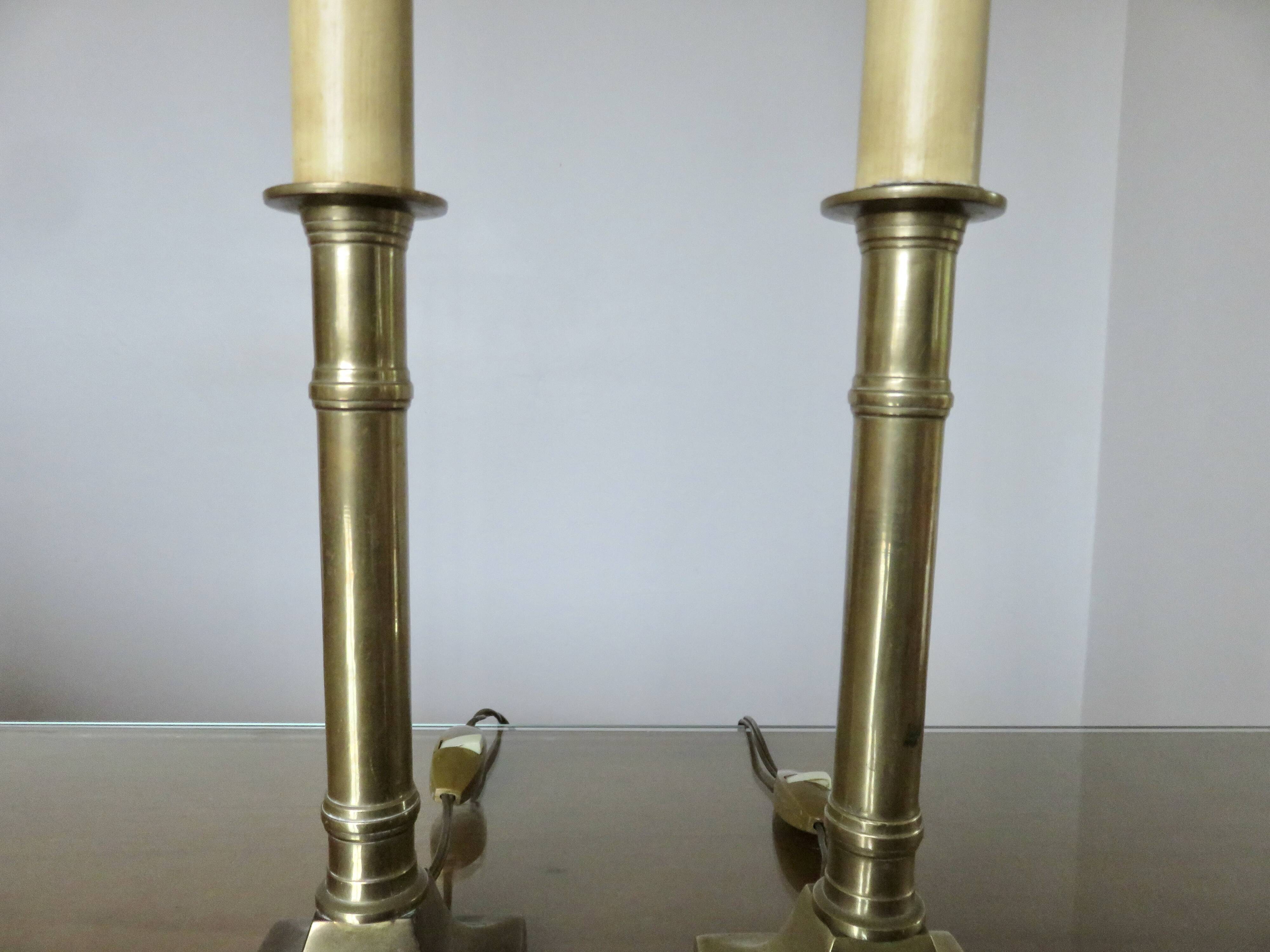 Pair of Empire bronze lamps