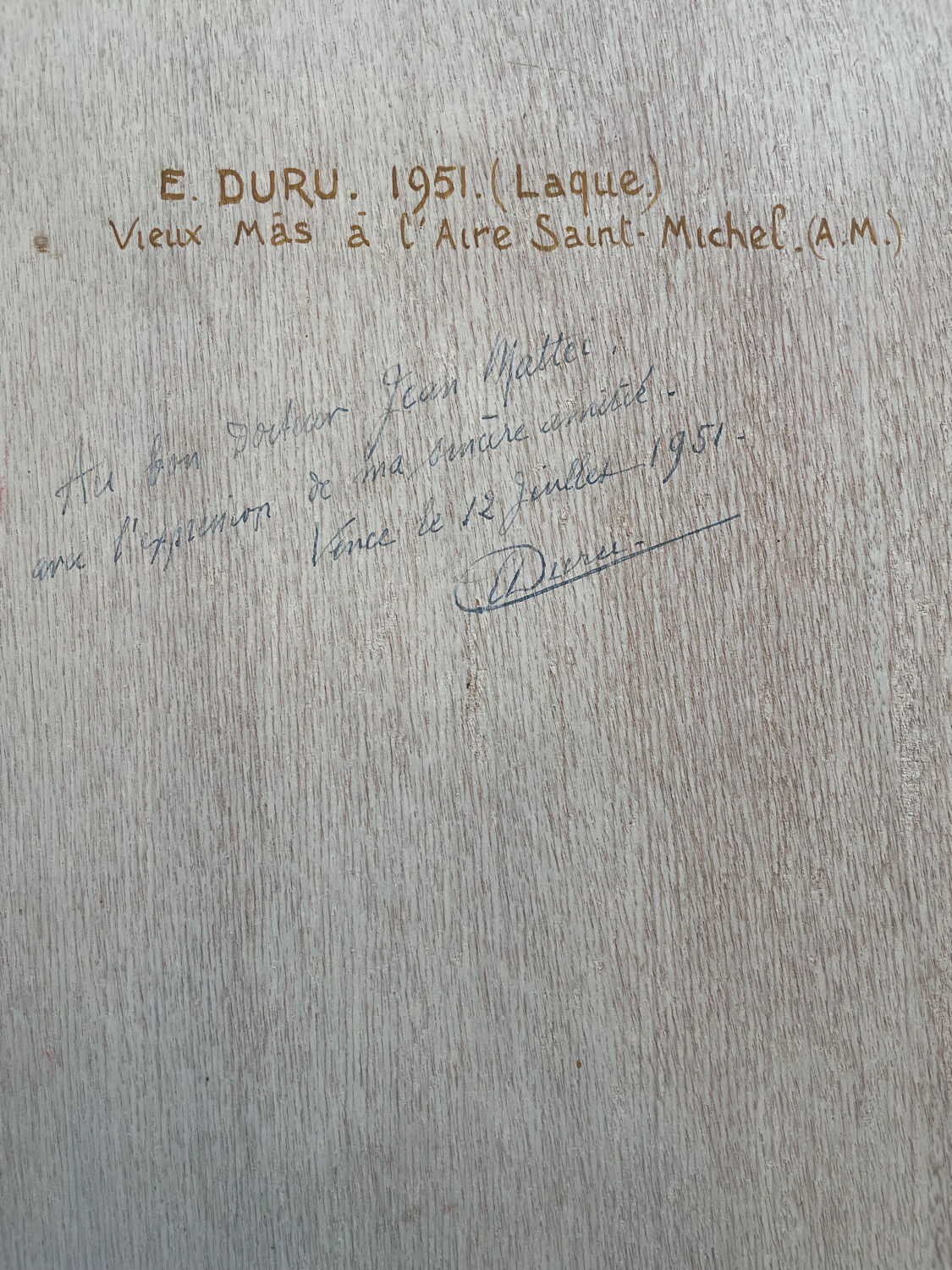 Old painting table Vieux Mâs at the Aire Saint-Michel E.Duru 1951