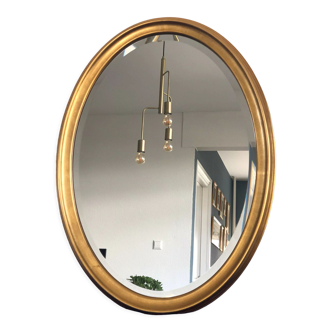 Vintage facet cut oval giltwood mirror 1980s