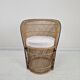 Boho Chic Rattan Barrel Chair with Custom Outdoor Cushion 1970's