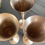 6 Vintage Silver-Plated Brass Champagne Flutes