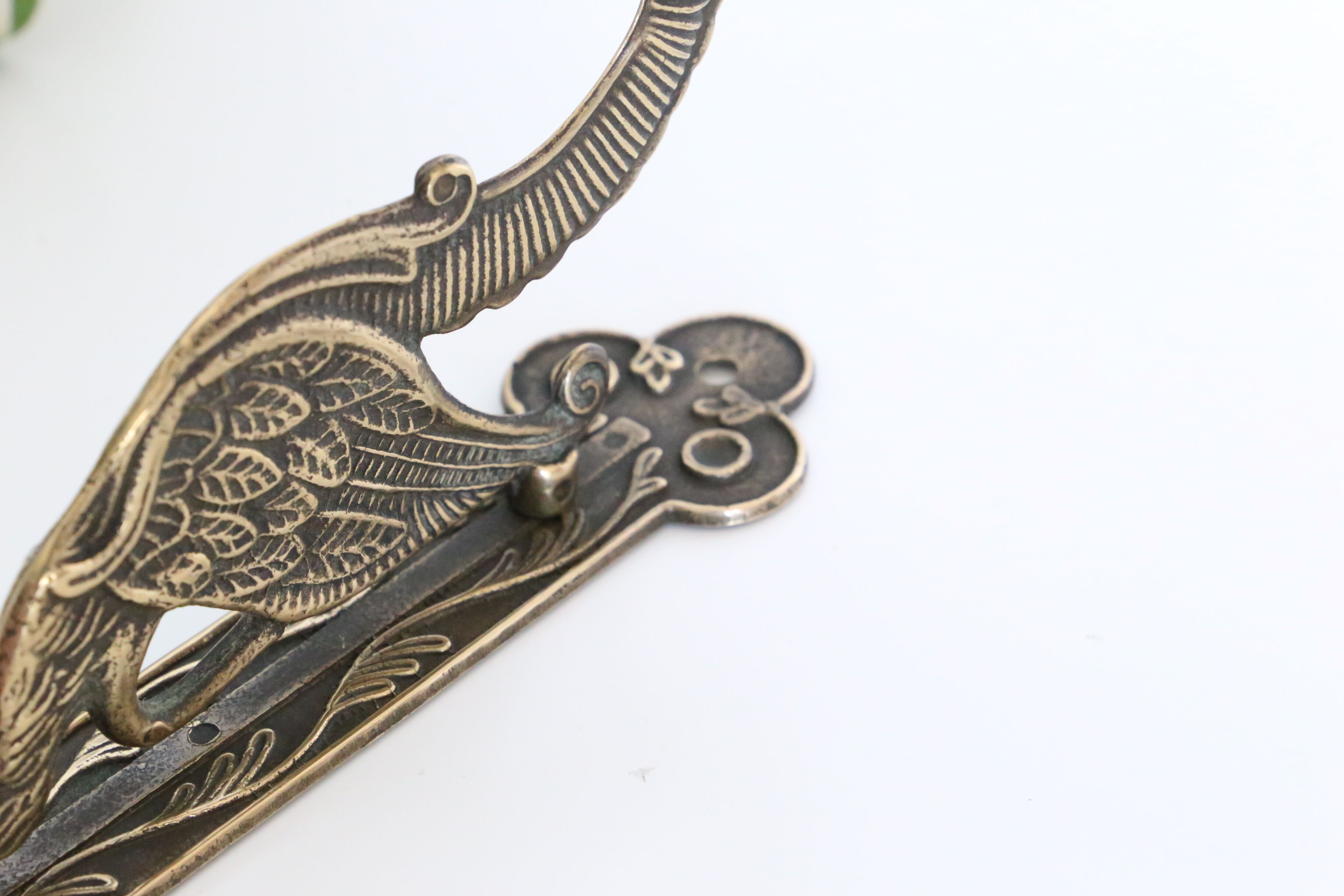 Gothic dragon rack, plant door or brass mantle holder