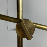 Italian adjustable floor lamp in pencil reed bamboo rattan and brass, 1970s