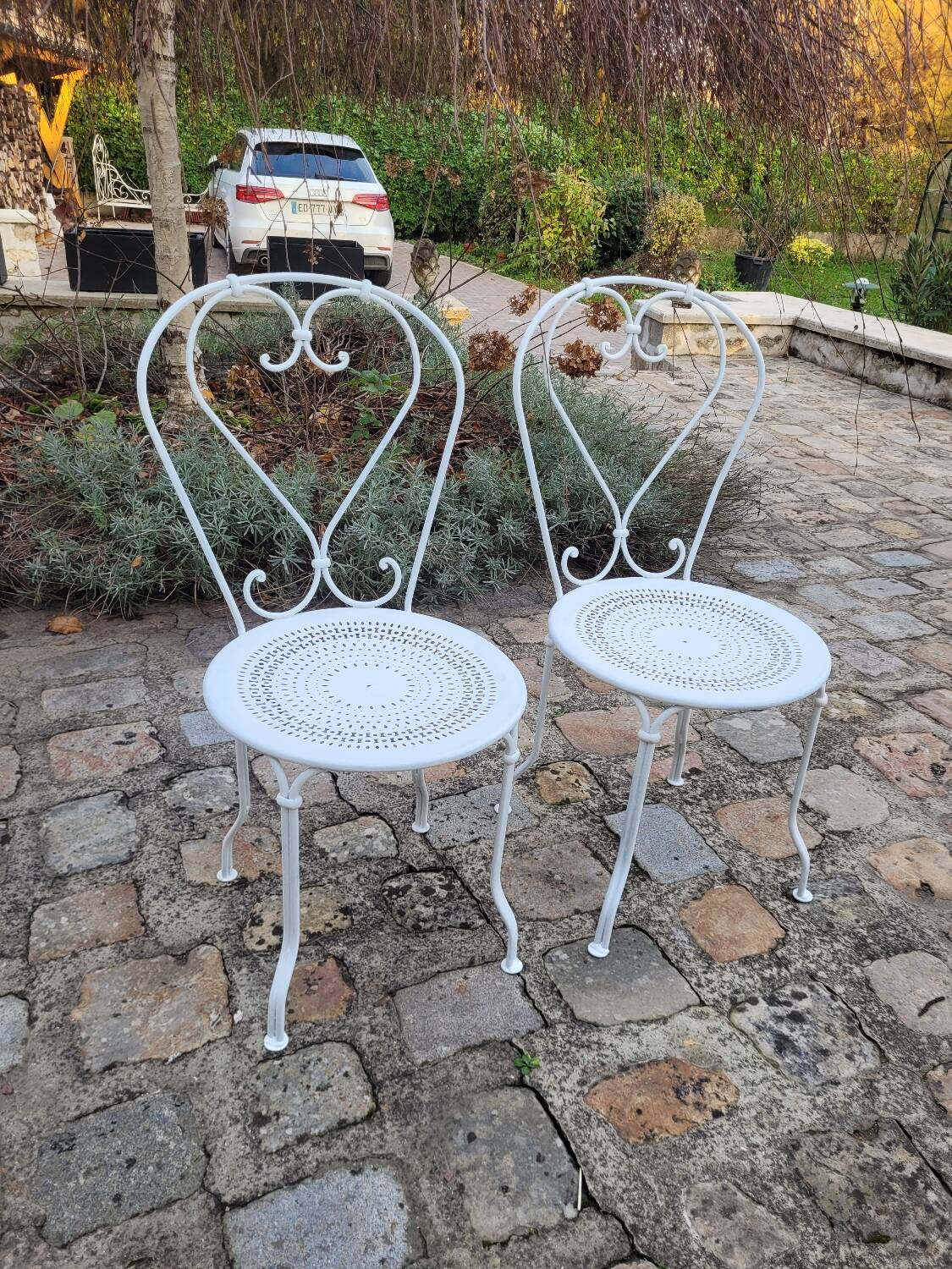 2 Chaises de jardin en fer forgé