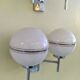 Paire d'appliques vintage, opaline et chrome