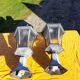 Pair of Outdoor Lamps in Tole and Glass