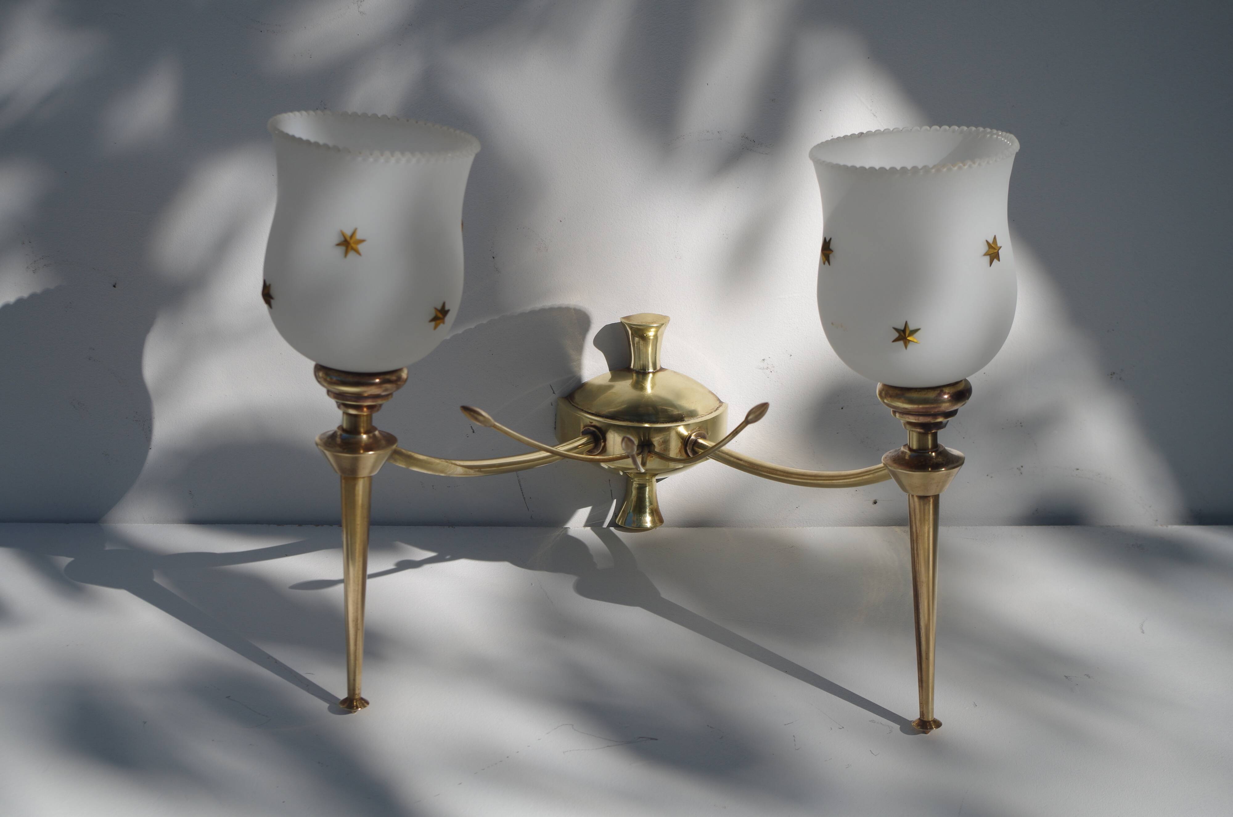 Pair of brass applique Maison Lunel