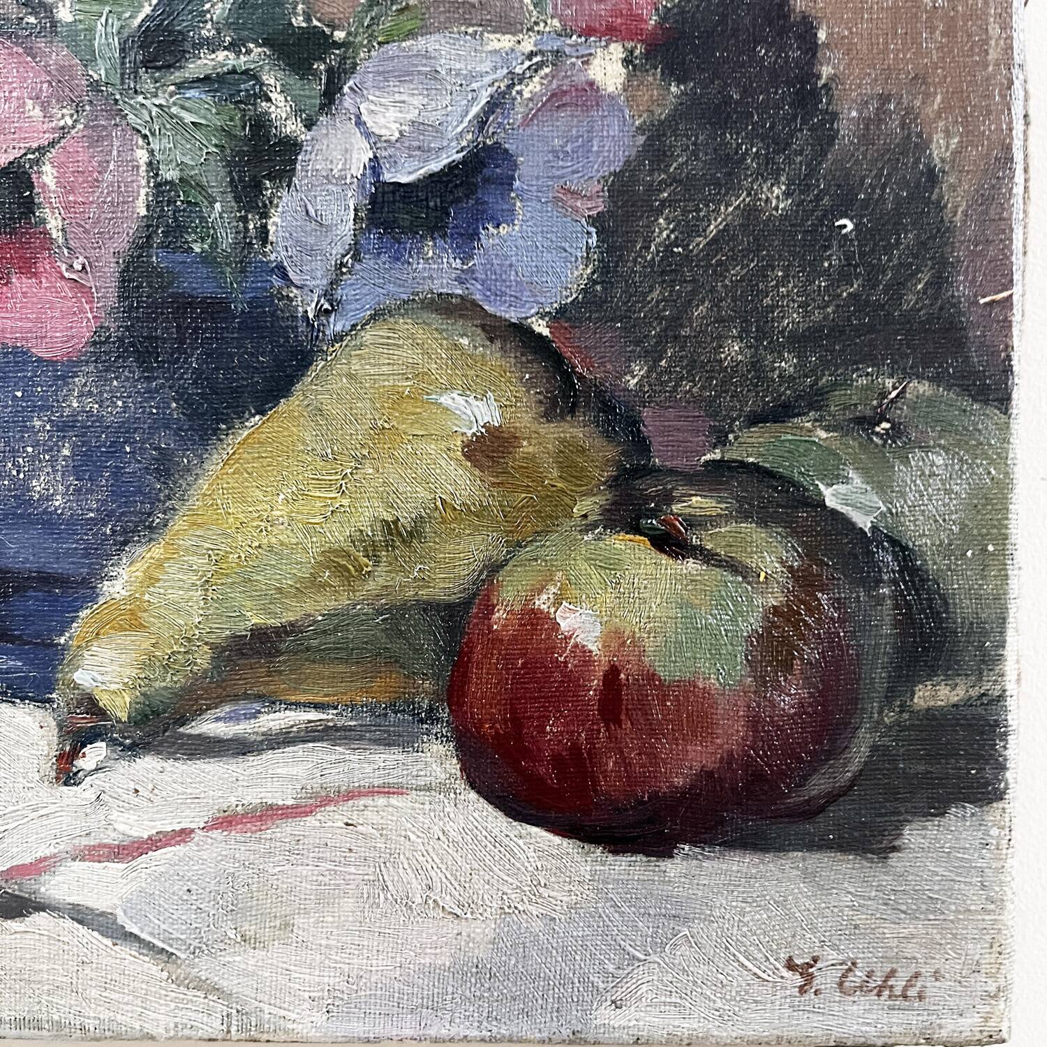 Table 1900 "Anemones and Fruits" signed J. Uhli