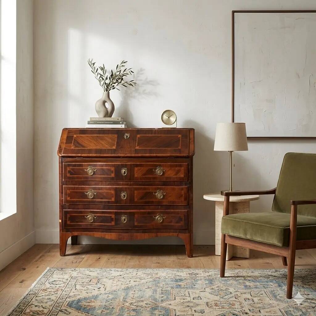 Piedmontese secretary with a drop-leaf, Italy, 18th century.