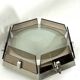 Veca, large exagonal ceiling lamp in glass and chrome. Italy 1970s