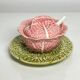 Caldas da Rainha Gravy Boat – Green and Pink Portuguese Earthenware – Handmade – Vintage