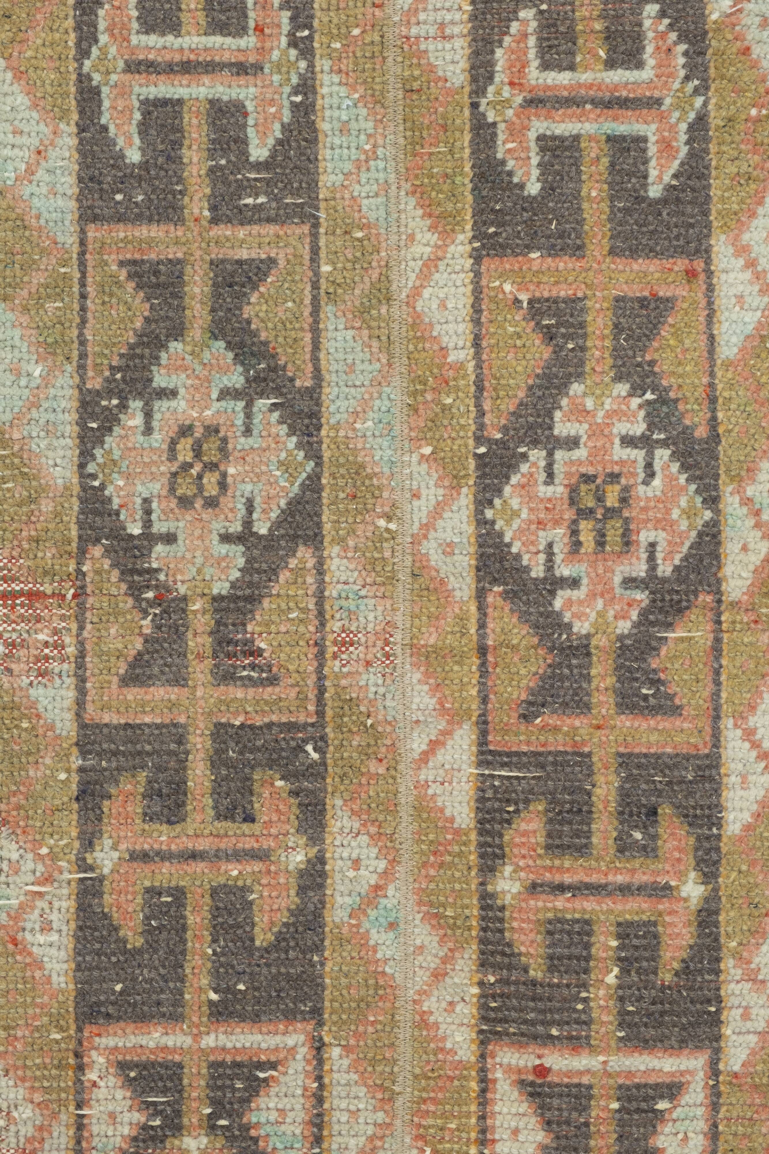 Vintage boho turkish ethnic design narrow hallway runner rug