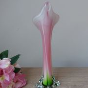 Vintage coloured blown glass vase in the shape of a calla lily.