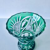 Vase Art Déco en cristal taillé vert