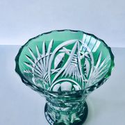 Vase Art Déco en cristal taillé vert