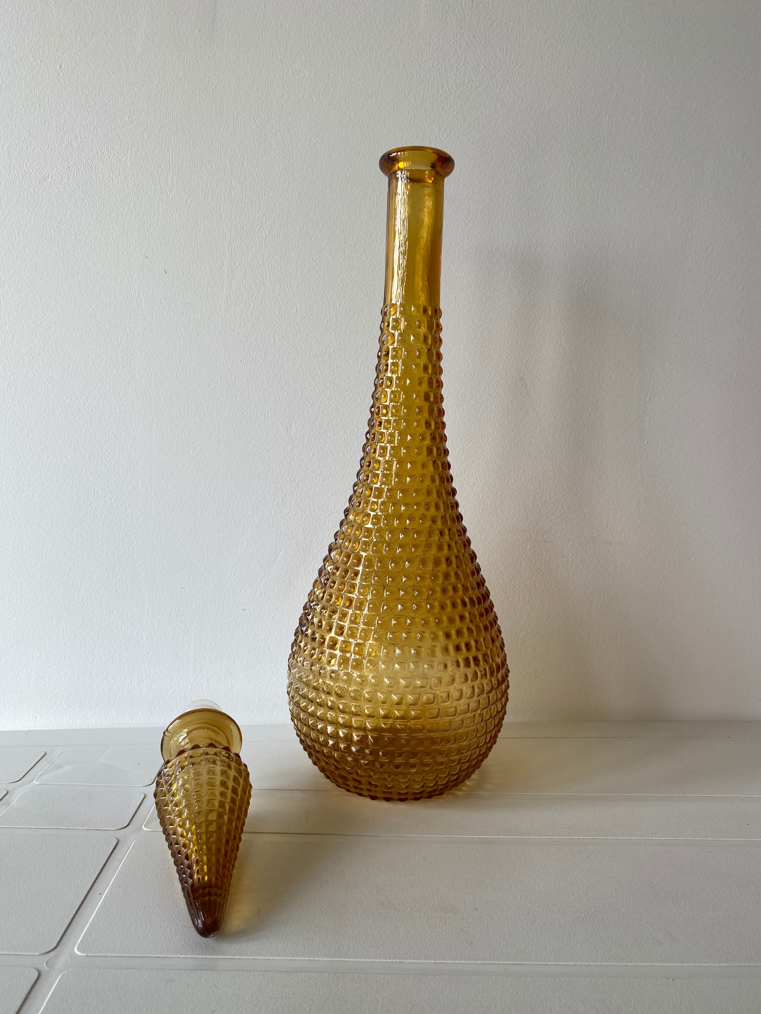 Carafe Empoli amber relief diamond tips