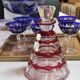 6 cut crystal cobalt blue champagne glasses