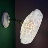Vintage wall lamp with white clichy glass shade