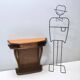 Beech and Walnut Root Console Table with an Orange Glass Top, Italy