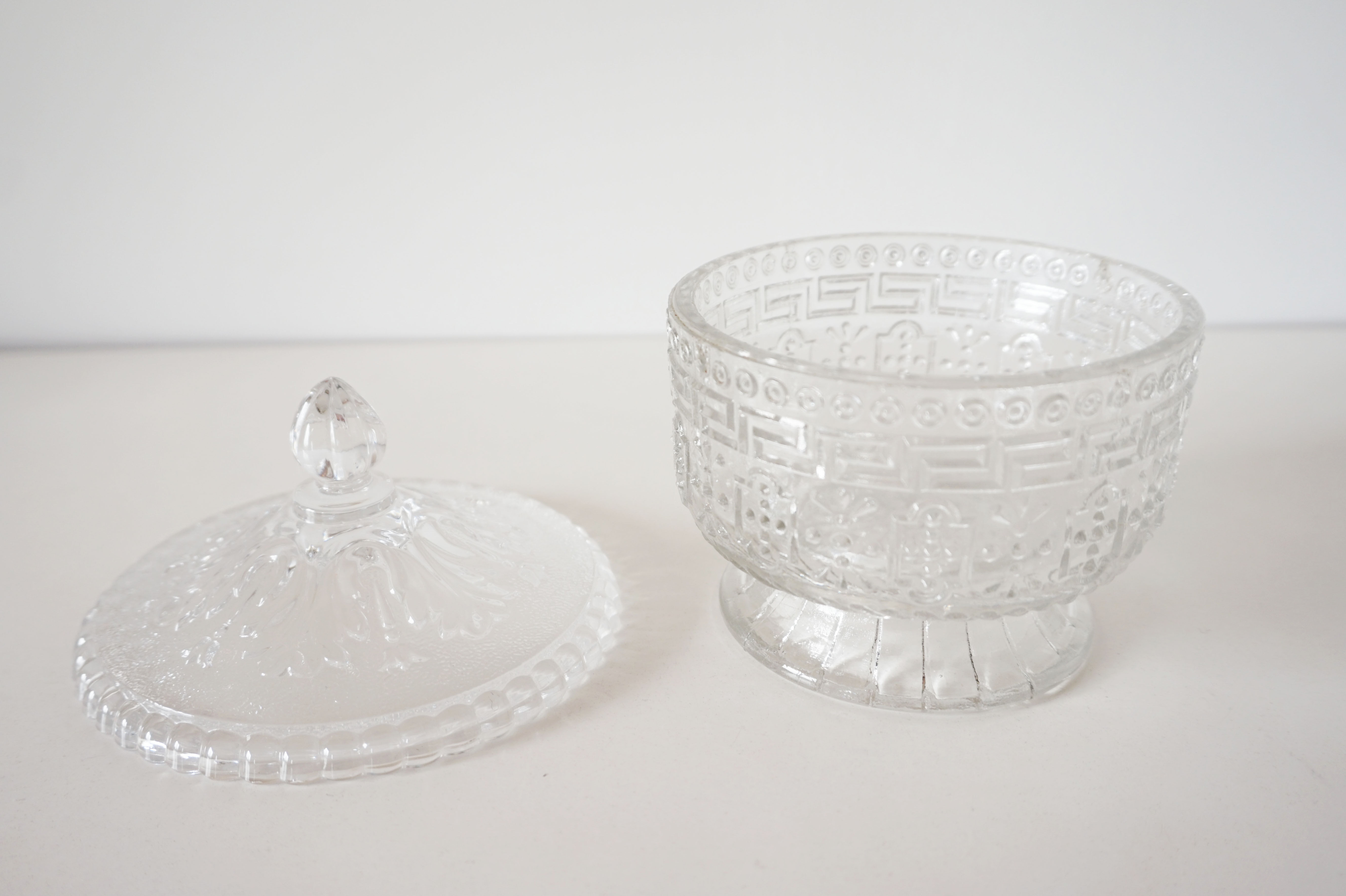 Old chiseled glass candy box