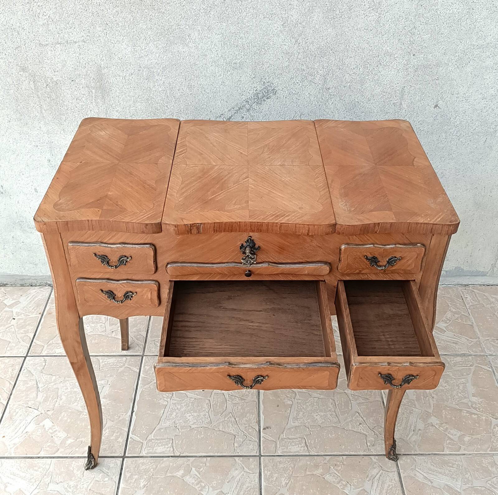 Louis XV style work table in walnut veneer