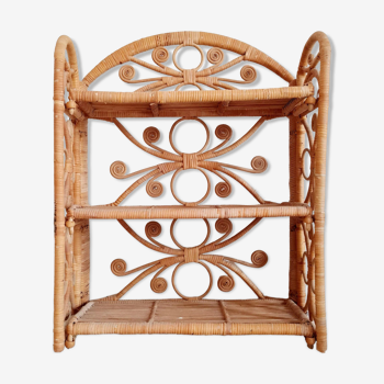 Vintage rattan shelf Peacock