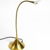 1980s brass halogen table lamp by Florian Schulz model Esa with gooseneck